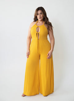 Sophy Halter Slinky Wide Leg Jumpsuit