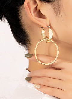 Statement hammered hoop drop earrings