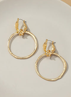 Statement hammered hoop drop earrings
