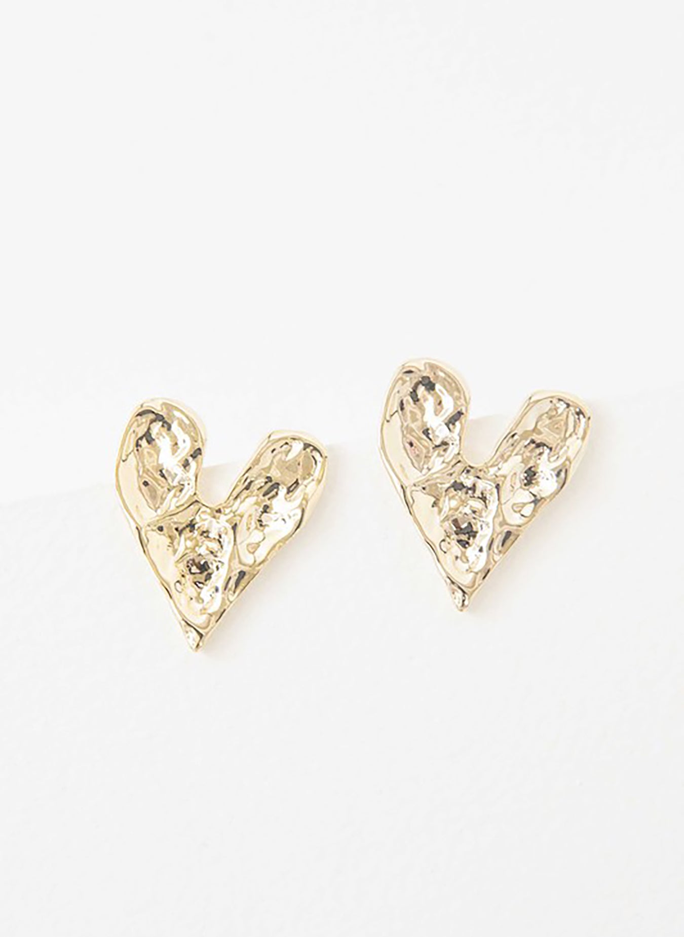 14K Plated Hammered Heart Earrings