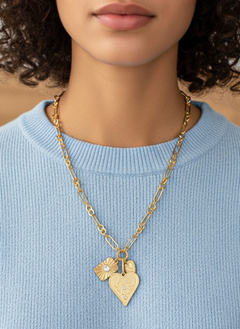 3 Heart Charm Cluster Necklace