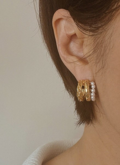 Triple Lovely Pearl Hoop Earrings