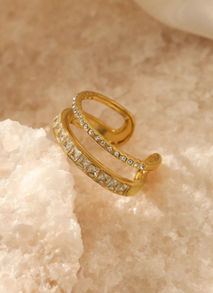 18K Gold-Plated Rhinestone Open Ring