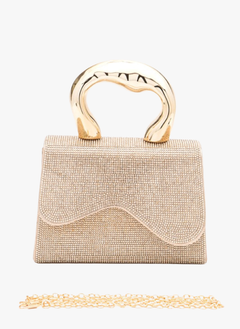 Rhinestone Iconic Top Handle Swing Clutch Bag