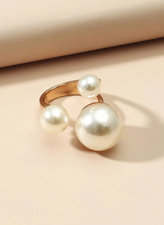 18K Gold-Plated Pearl Open Ring