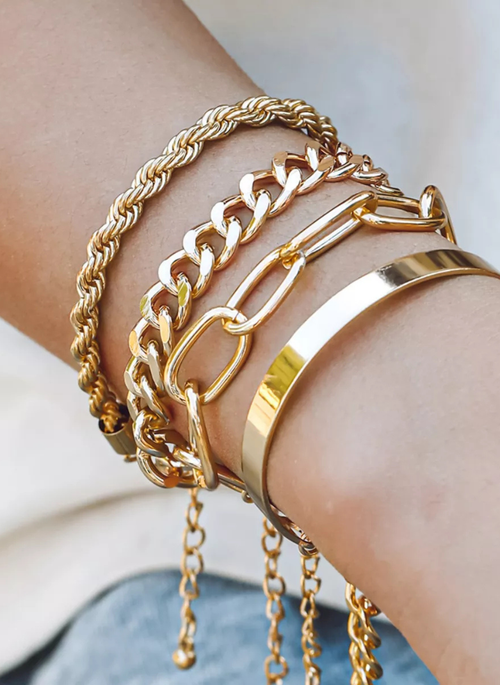 4 Piece 18K Gold-Plated Minimalist Bracelet