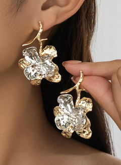 Stainless Steel Flower Statement Drop Earrings