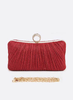 Pleated Metallic Box Clutch Bag