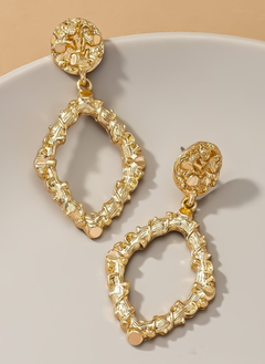 Textured Diamond Shape Drop Earrings