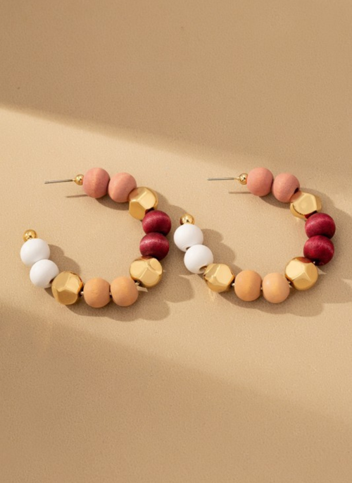 Multicolor Beaded Hoop Earrings