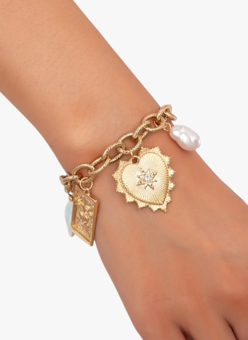 Charm Bracelet with Ceramic Fish & heart