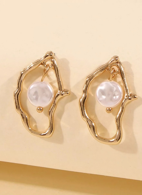 18K Gold-Plated Pearl Earrings