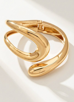 Sculpted Wave Open-Form Gold Bracelet