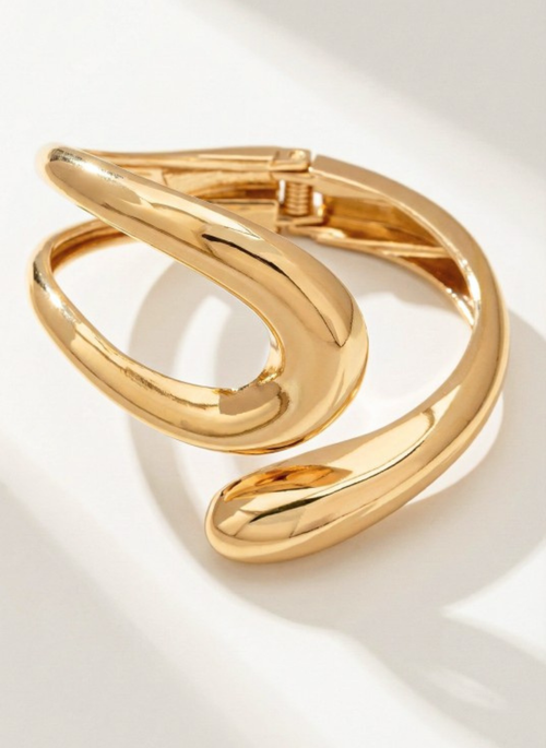 Sculpted Wave Open-Form Gold Bracelet