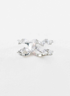 Stone Double Layer Adjustable Ring | Silver
