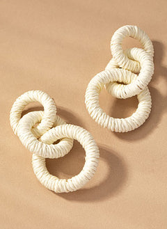 Rope Wrapped Chunky Wood Hoop Earrings