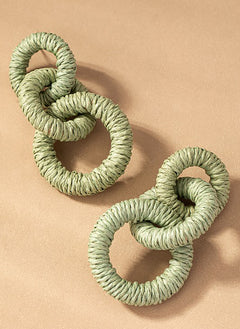 Rope Wrapped Chunky Wood Hoop Earrings