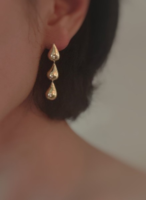 Triple Teardrop Cascade Earrings