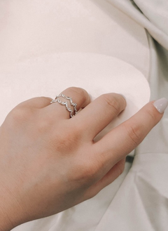 Stone Double Layer Adjustable Ring | Silver