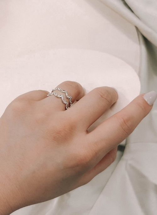 Stone Double Layer Adjustable Ring | Silver