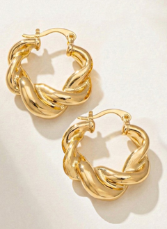 Twisted Sculptural Gold Hoop Earrings