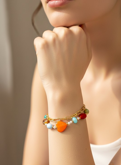 Color Pop Heart & Bead Bracelet Set