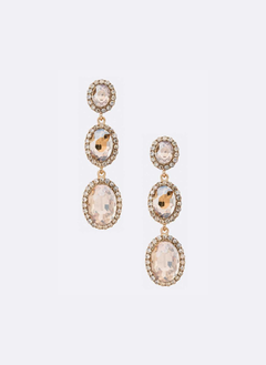 Crystal Oval Drop Statement Earrings