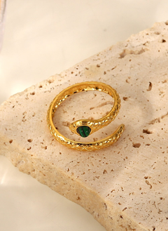 Snake Charmer Malachite Snake-Shaped Bypass Ring