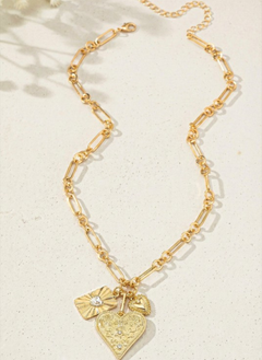 3 Heart Charm Cluster Necklace