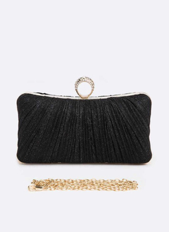 Pleated Metallic Box Clutch Bag