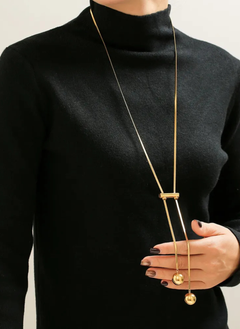 18K Gold-Plated Titanium Steel Hollow Bead Necklace