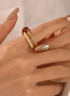 18K Gold-Plated Rhinestone Open Ring