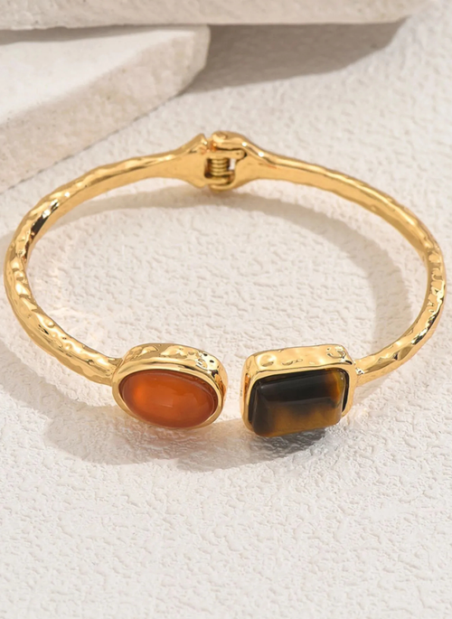18K Gold-Plated Geometric Open Bracelet