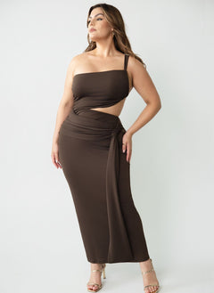 Kris Asymmetrical Ruched Maxi Dress