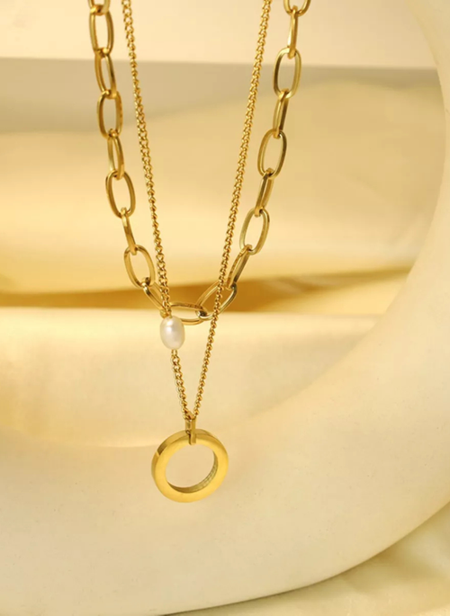 18K Gold-Plated Double Layered Necklace