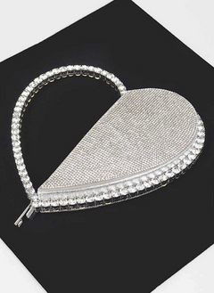 Heart Shape Rhinestone Handle Iconic Clutch