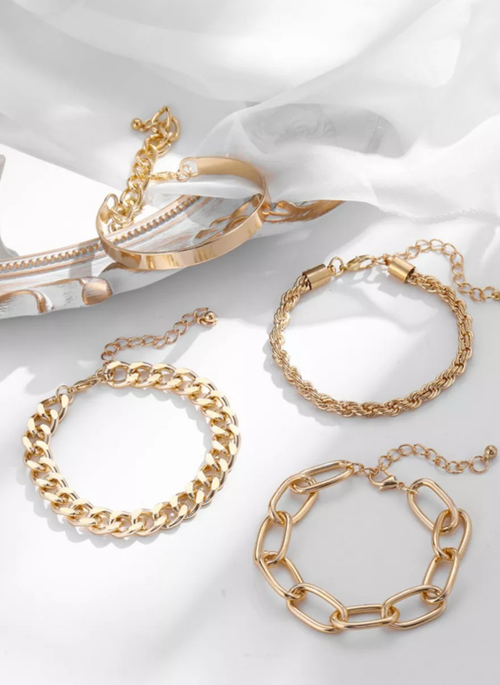 4 Piece 18K Gold-Plated Minimalist Bracelet