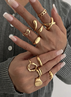 10-Piece Alloy Geometric Ring