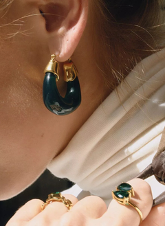 Resin Hoop Earrings with Gold Accents