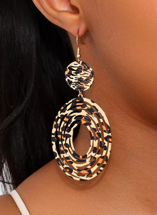 Leopard Print Dangle Earrings