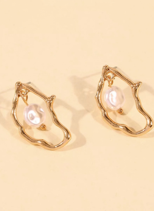 18K Gold-Plated Pearl Earrings