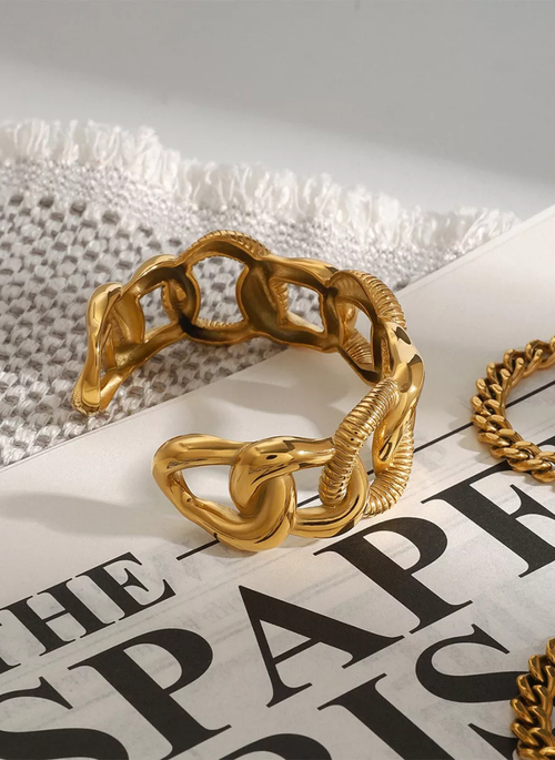 18K Gold-Plated Chain Link Open Bracelet