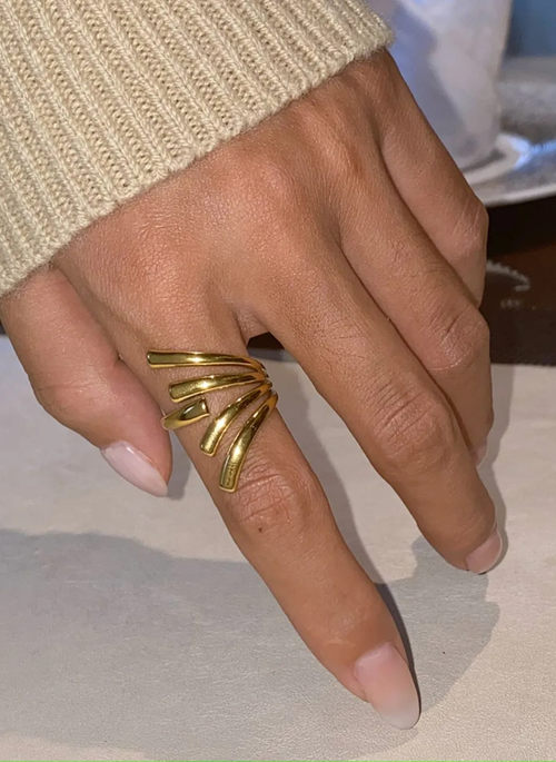 18K Gold-Plated Stainless Steel Irregular Open Ring