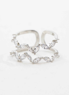 Stone Double Layer Adjustable Ring | Silver