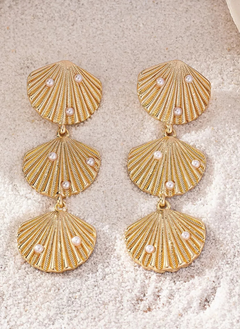 Seashell Dangle Earrings with Pearl Accents