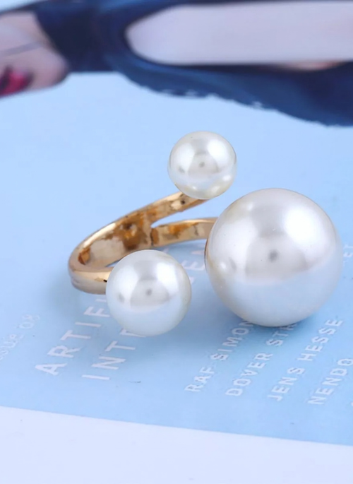 18K Gold-Plated Pearl Open Ring