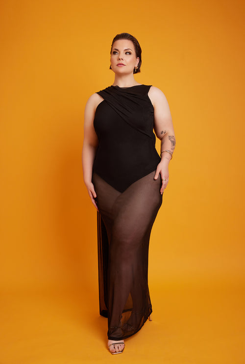 Sharon Mesh Bodycon Maxi Dress w. Bodysuit