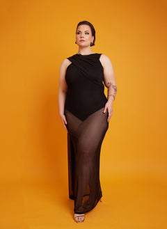 Sharon Mesh Bodycon Maxi Dress w. Bodysuit