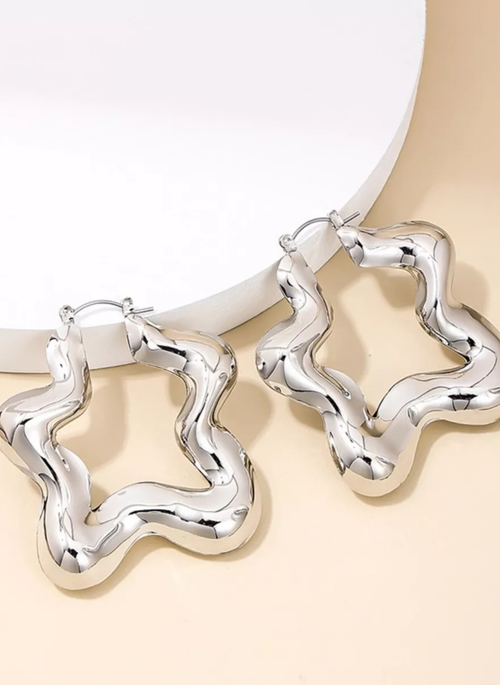 Star Shaped Hoop Earrings