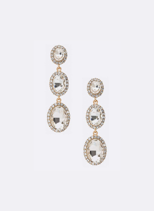 Crystal Oval Drop Statement Earrings